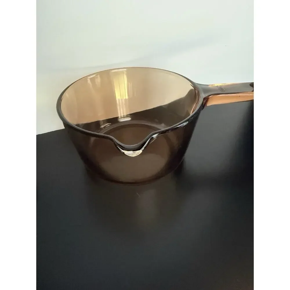 Vintage Corning Ware Visions Amber 1 Liter Saucepan With Lid